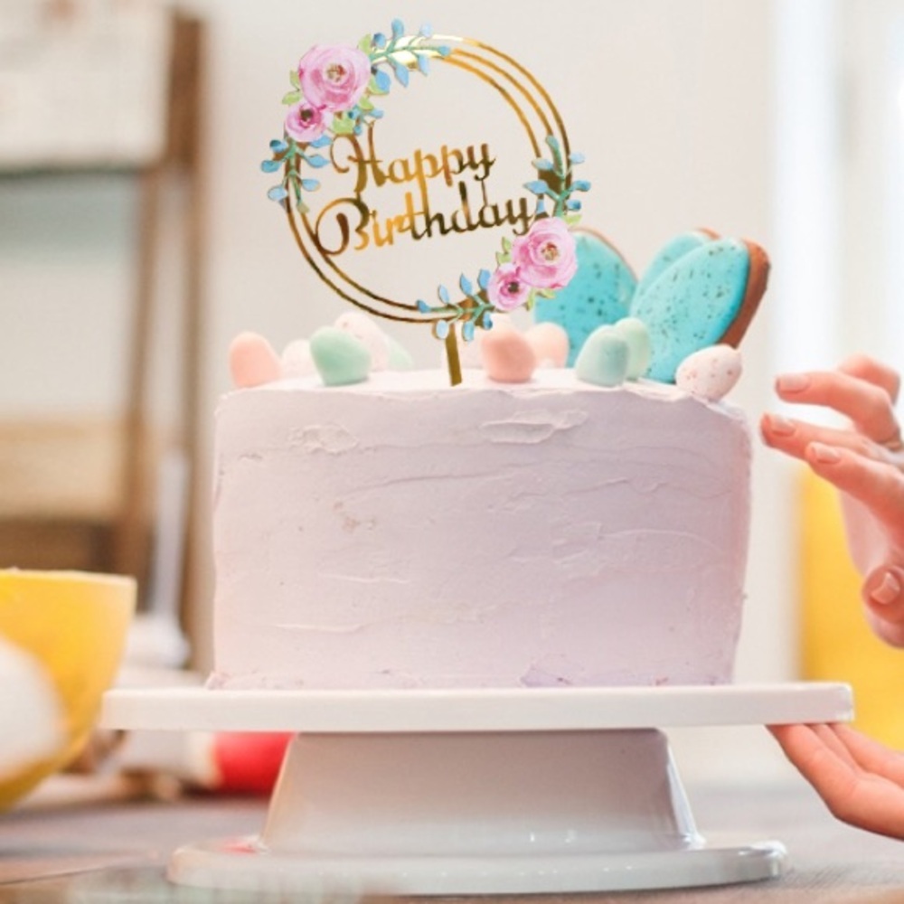 Acrylic Happy Birthday Cake Toppers, 4 Pack - Picture 7 of 10